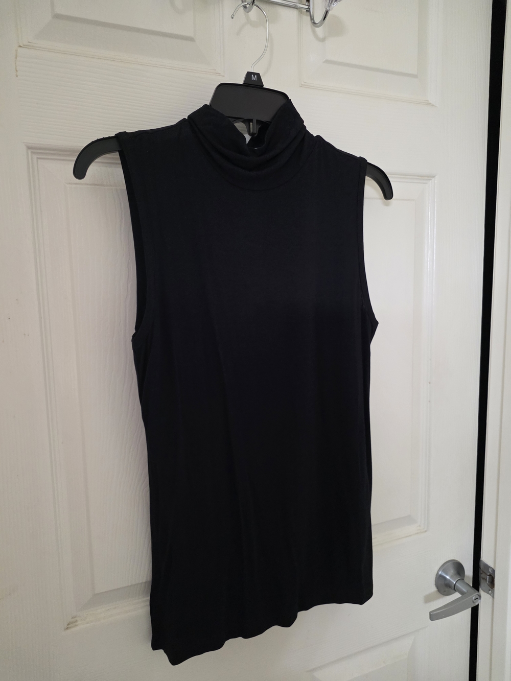 BCBGMaxAzria Black Sleeveless Mockneck Knit Tank